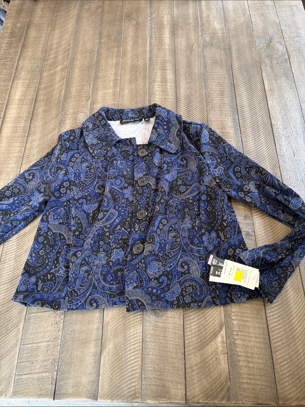 Briggs New York Blue Paisley Button-Front Blazer